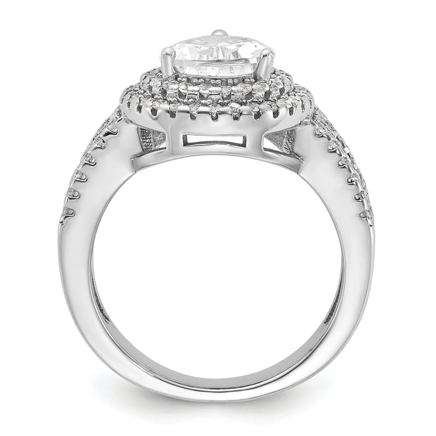 Sterling Silver Cheryl M Rhodium-plated Fancy Pear CZ Ring