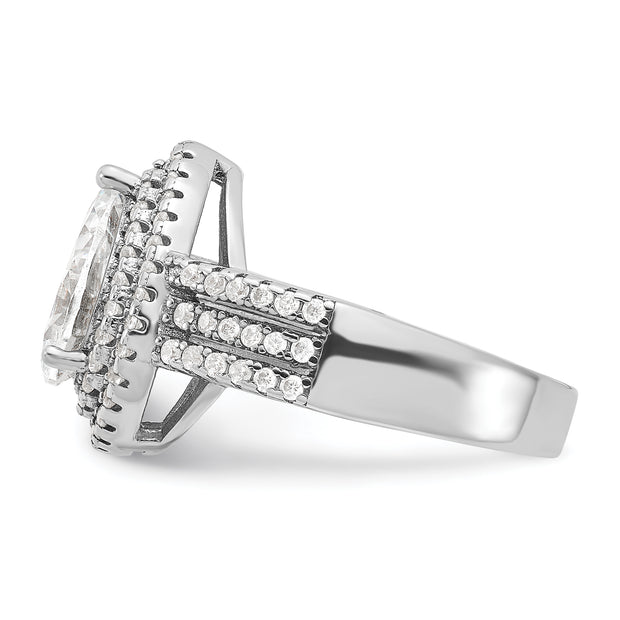 Sterling Silver Cheryl M Rhodium-plated Fancy Pear CZ Ring