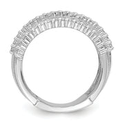 Sterling Silver Cheryl M Rhodium-plated CZ Textured and Layered Ring