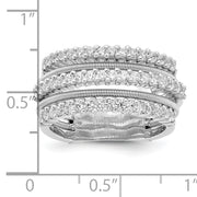 Sterling Silver Cheryl M Rhodium-plated CZ Textured and Layered Ring