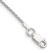 Sterling Silver 1.2mm Diamond-cut Rope Chain Anklet