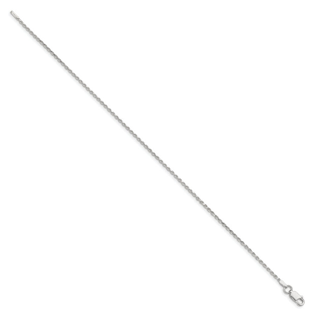 Sterling Silver 1.5mm Diamond-cut Rope Chain Anklet