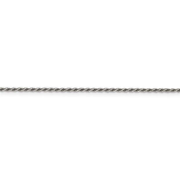Sterling Silver Rhodium-plated 1.5mm Diamond-cut Rope Chain