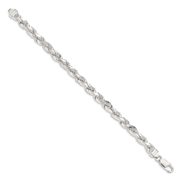Sterling Silver 6.5mm Diamond-cut Rope Chain