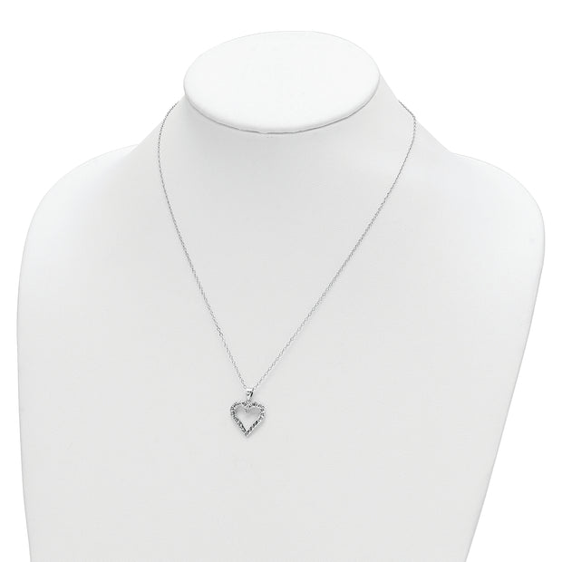 Sterling Silver Platinum-Plated Diamond Mystique Heart Necklace