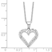 Sterling Silver Platinum-Plated Diamond Mystique Heart Necklace