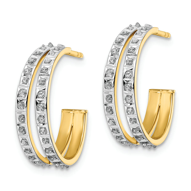 Sterling Silver Gold-Plated Diamond Mystique Post Hoop Earrings