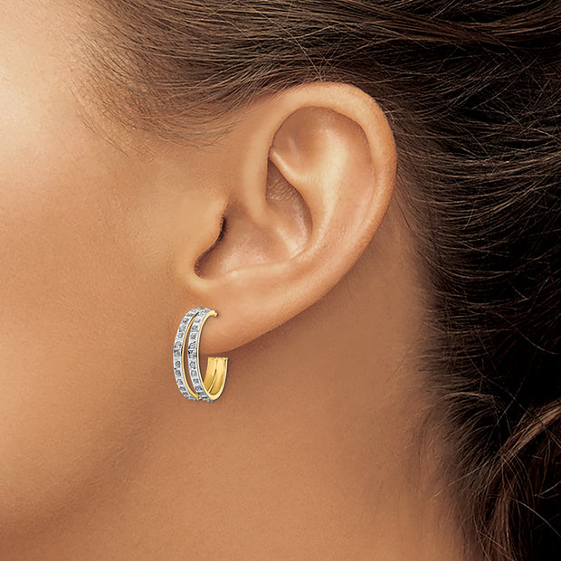 Sterling Silver Gold-Plated Diamond Mystique Post Hoop Earrings