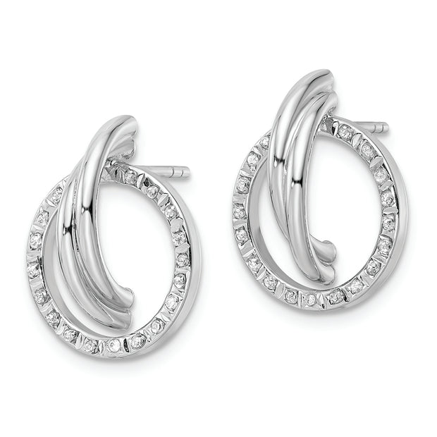 Sterling Silver Platinum-Plated Diamond Mystique Post Earrings