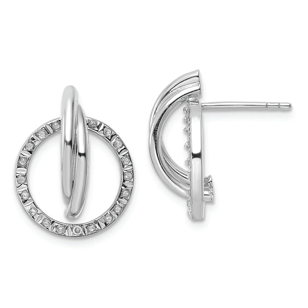 Sterling Silver Platinum-Plated Diamond Mystique Post Earrings