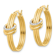 Sterling Silver Gold-Plated Diamond Mystique Fancy Hoop Earrings