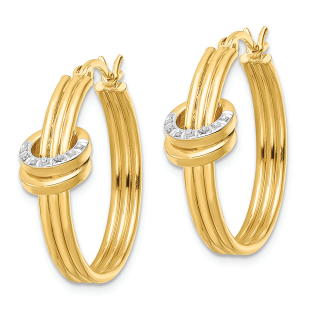 Sterling Silver Gold-Plated Diamond Mystique Fancy Hoop Earrings