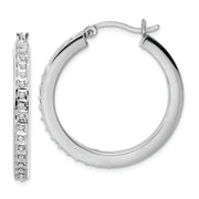 Sterling Silver Platinum-Plated Diamond Mystique Hoop Earrings