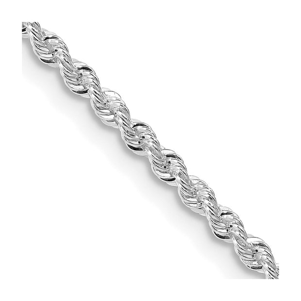 Sterling Silver Rhodium-plated 2.3mm Solid Rope Chain