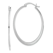 Sterling Silver Rhodium-plated Polished Oval Hoop Earrings