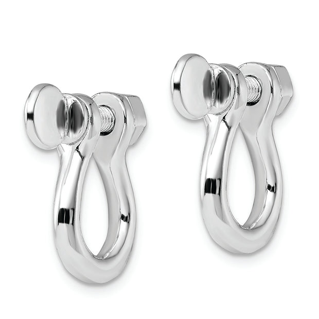 Sterling Silver Rhodium-plated Polished Shackle Link Screw Single Earring