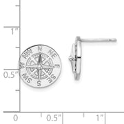 Sterling Silver Rhodium-plated Mini Nautical Compass Post Earrings
