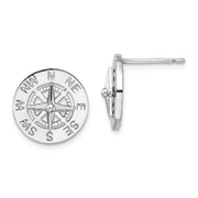 Sterling Silver Rhodium-plated Mini Nautical Compass Post Earrings