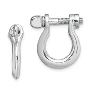 Sterling Silver Rhodium-plated Polished Med. Shackle Link Screw Earrings