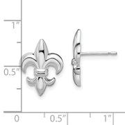 Sterling Silver Rhodium-plated Polished Small Fleur de Lis Post Earrings