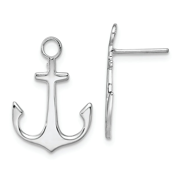 Sterling Silver Rhodium-plated Polished Anchor Post Earrings