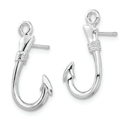 Sterling Silver Rhodium-plated Polished Fish Hook Post Earrings