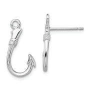 Sterling Silver Rhodium-plated Polished Fish Hook Post Earrings