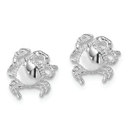 Sterling Silver Rhodium-plated Polished Crab Post Earrings