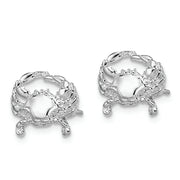 Sterling Silver Rhodium-plated Polished Small Blue Crab Post Earrings