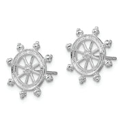 Sterling Silver Rhodium-plated Polished Ships Wheel Post Earrings