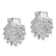 Sterling Silver Rhodium-plated Polished Lions Paw Shell Post Earrings