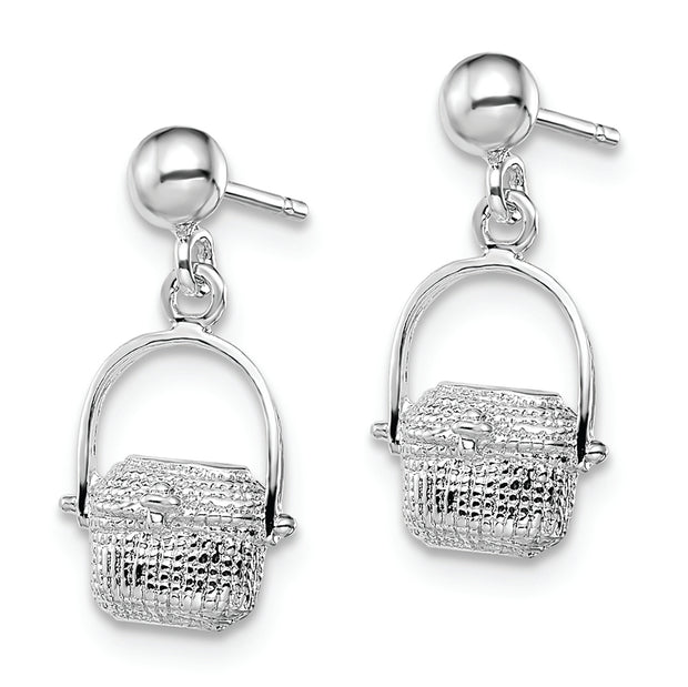 Sterling Silver Rhodium-plated Polished Nantucket Basket Post Earrings