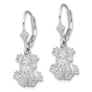 Sterling Silver Rhodium-plated Polished Frog Leverback Earrings