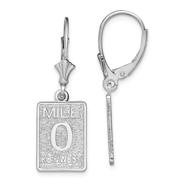 Sterling Silver Polished Mile 0 Key West Leverback Earrings
