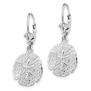 Sterling Silver Rhodium-plated Polished Sand Dollar Leverback Earrings