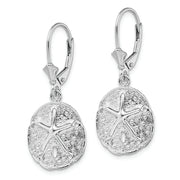 Sterling Silver Rhodium-plated Sand Dollar/Starfish Leverback Earrings
