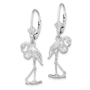 Sterling Silver Rhodium-plated Polished Flamingo Leverback Earrings