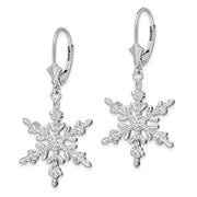 Sterling Silver Rhodium-plated Polished Snowflake Leverback Earrings
