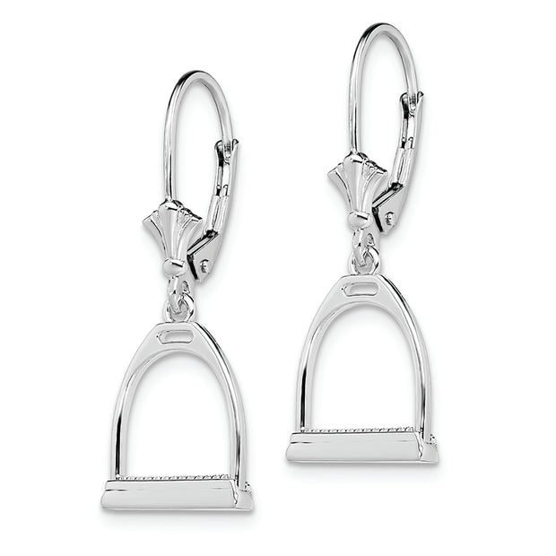Sterling Silver Polished 3D Small Stirrup Leverback Earrings