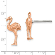 Sterling Silver Rose Gold-plated Flamingo Post Earrings