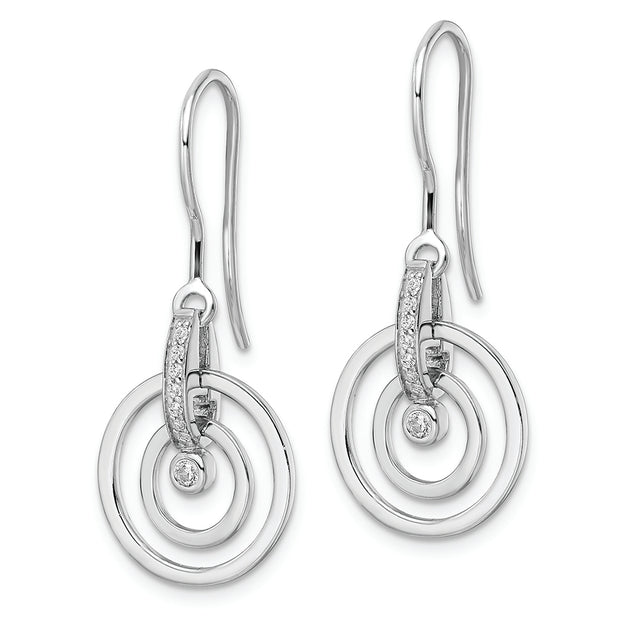 Sterling Silver RH Polished CZ Dangle Earrings