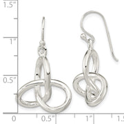Sterling Silver Polished Knot Dangle Shephard Hook Earrings