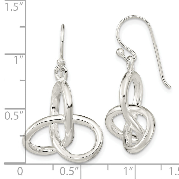 Sterling Silver Polished Knot Dangle Shephard Hook Earrings