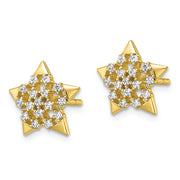 Sterling Silver CZ Gold-tone Star Post Earrings