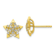 Sterling Silver CZ Gold-tone Star Post Earrings