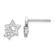 Sterling Silver Rhodium-plated CZ Star Post Earrings