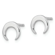Sterling Silver Rhodium-plated Polished Moon Post Earrings