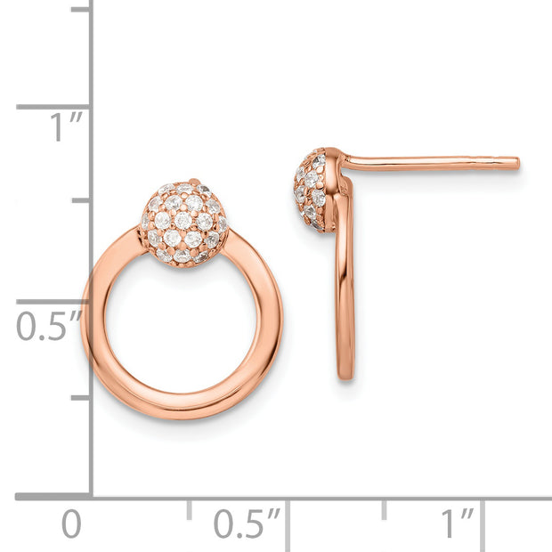 Sterling Silver & Rose Gold-plated CZ Circle Post Earrings
