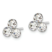 Sterling Silver RH-plated Crystal 3-stone Post Earrings