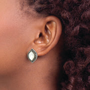 Sterling Silver Antiqued Marcasite & MOP Post Earrings